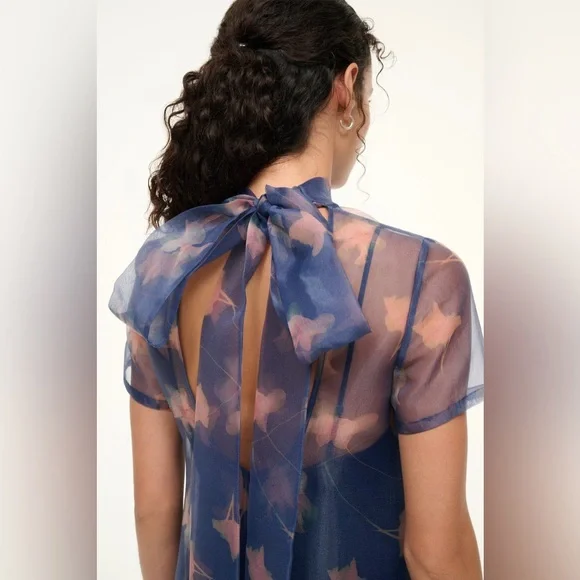 Staud Calluna Dress in Botanical Navy - Picture 4 of 7